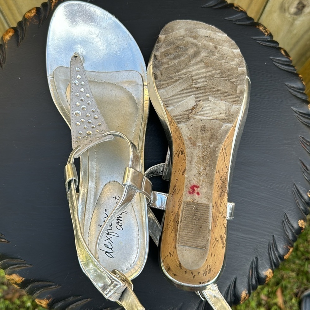 DexFlex comfort silver bling wedge sandals, size 8 - Picture 5 of 5